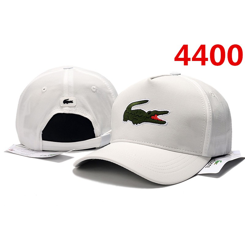 white lacoste hat