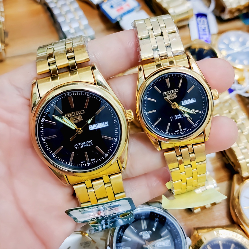 S150 Seiko 5 Black dial Couple watch water resistant With date High quality  | Shopee Philippines