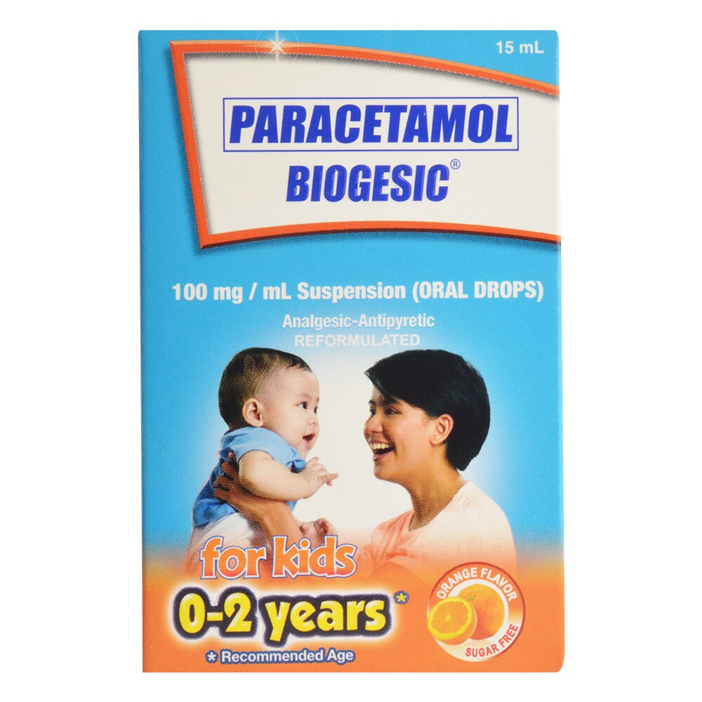 Biogesic Paracetamol 100 Mg Ml Orange Flavored Oral Drops 15 Ml Shopee Philippines