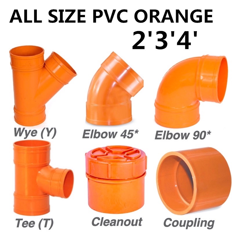 PVC SANITARY ORANGE ELBOW TEE COUPLING CLEAN OUT 2' 3' 4' ALL SIZE ...