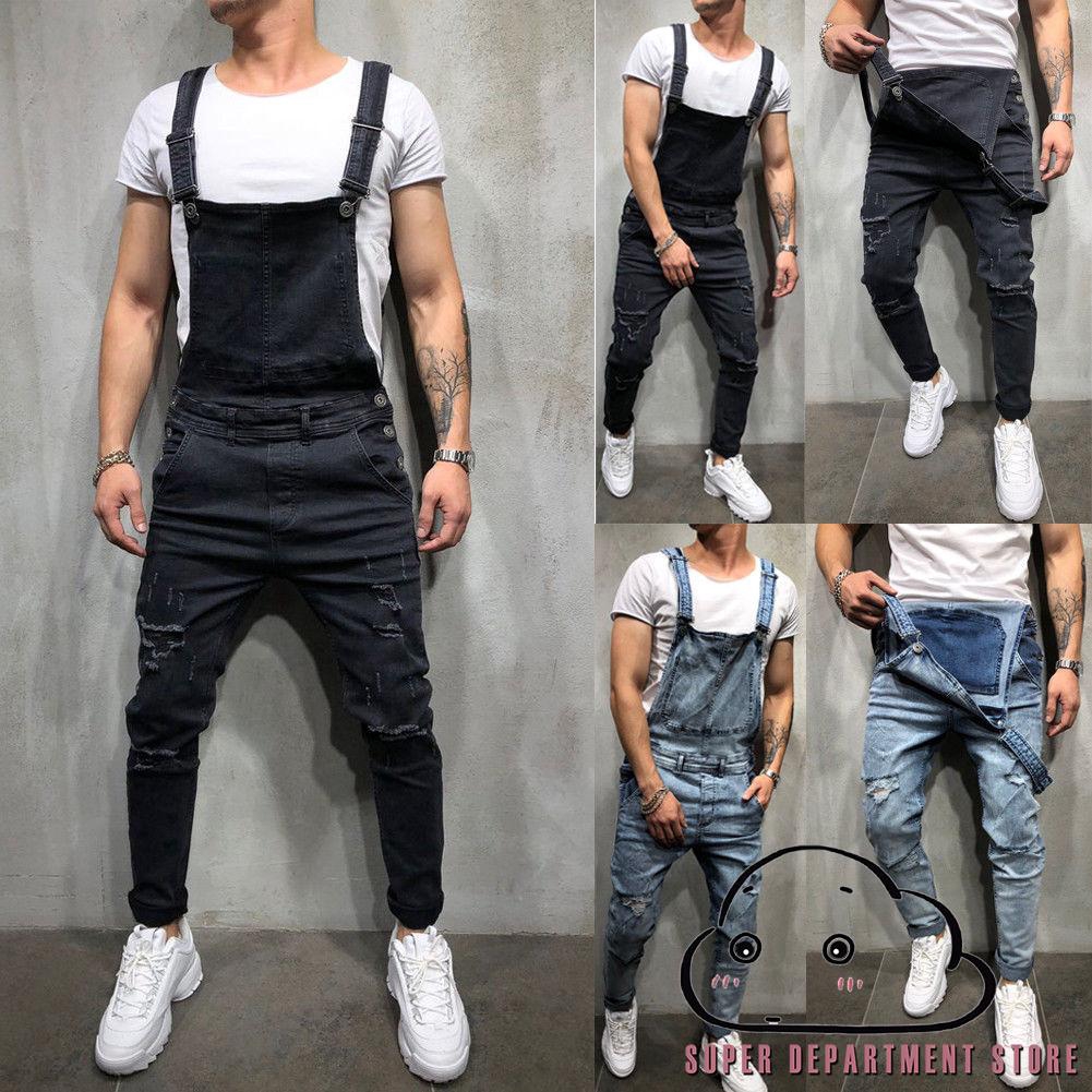 s Distressed Denim Carpenter Overalls 