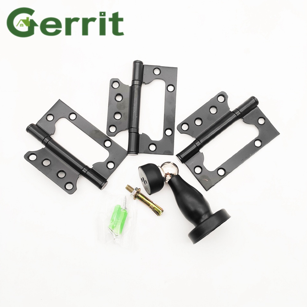 3 Pcs Four Inch Black Door Hinge Stopper Set Iron Door Suction Hinges
