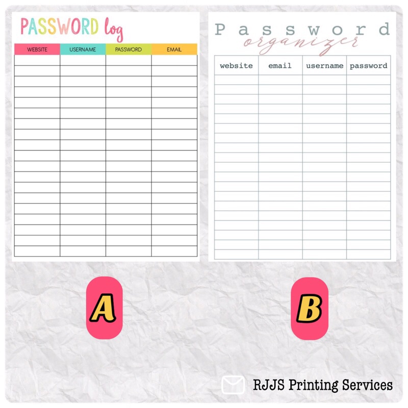 CUSTOMIZED PERSONALIZED PASSWORD LOG TRACKER KEEPER | Shopee Philippines