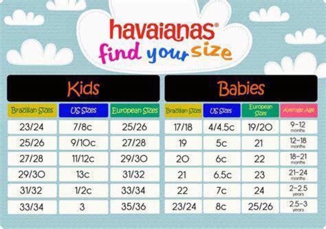 kids havaianas size