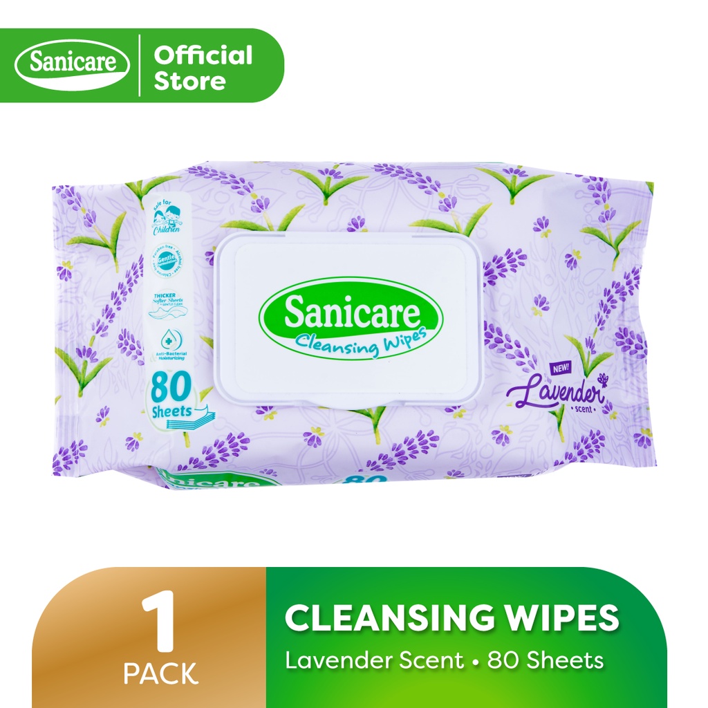 Sanicare Cleansing Wipes 80 Sheets - Lavender Scent (1 Pack) | Shopee ...