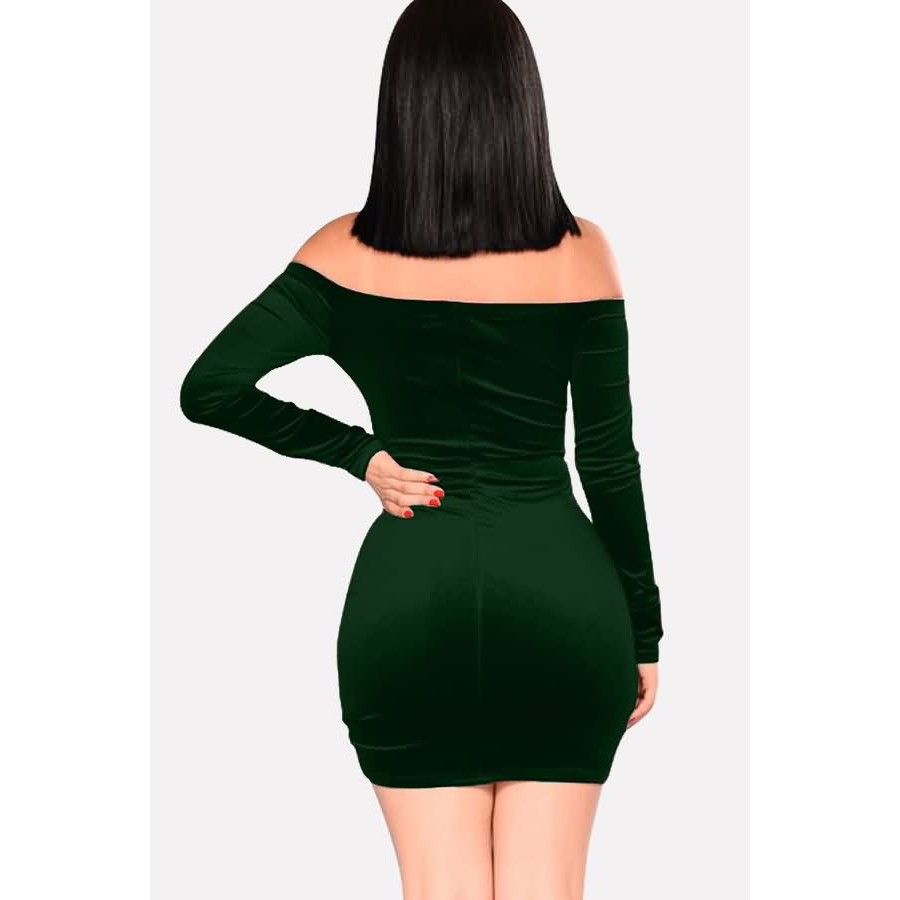 green velvet dress off the shoulder