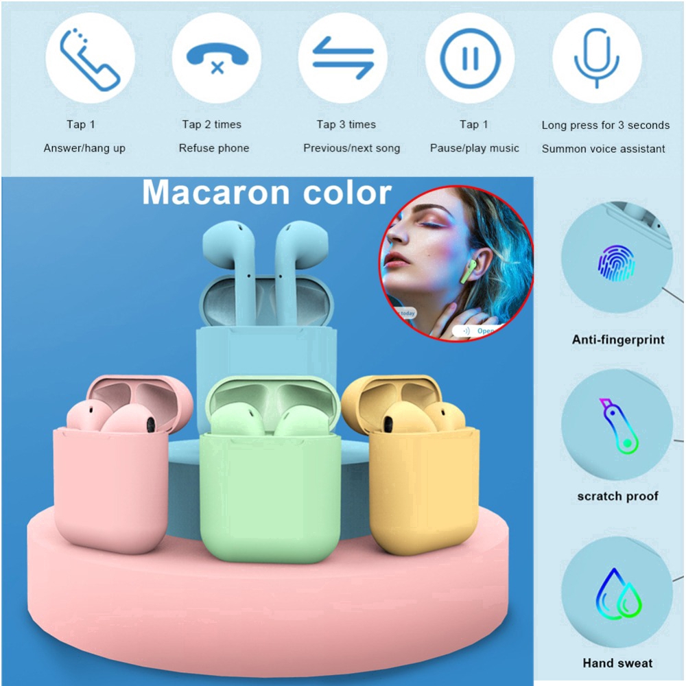 Inpods 12 Tws Wireless Earphone Bluetooth 5 0 Macaron Touch Control Earbuds For Iphone Android Shopee Philippines