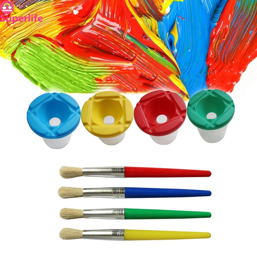 *Superlife*Spill Proof Paint Cups 4pcs Non Spill Paint Cup + 4pcs Paint