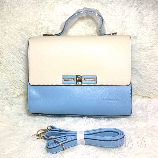 powder blue handbag