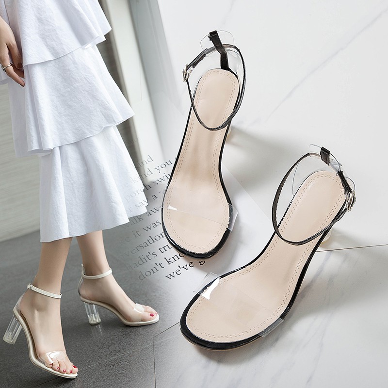 white transparent heels
