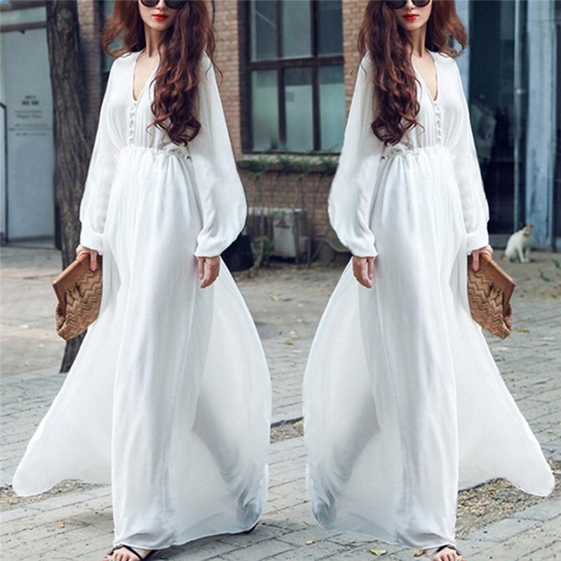 beach dress white long