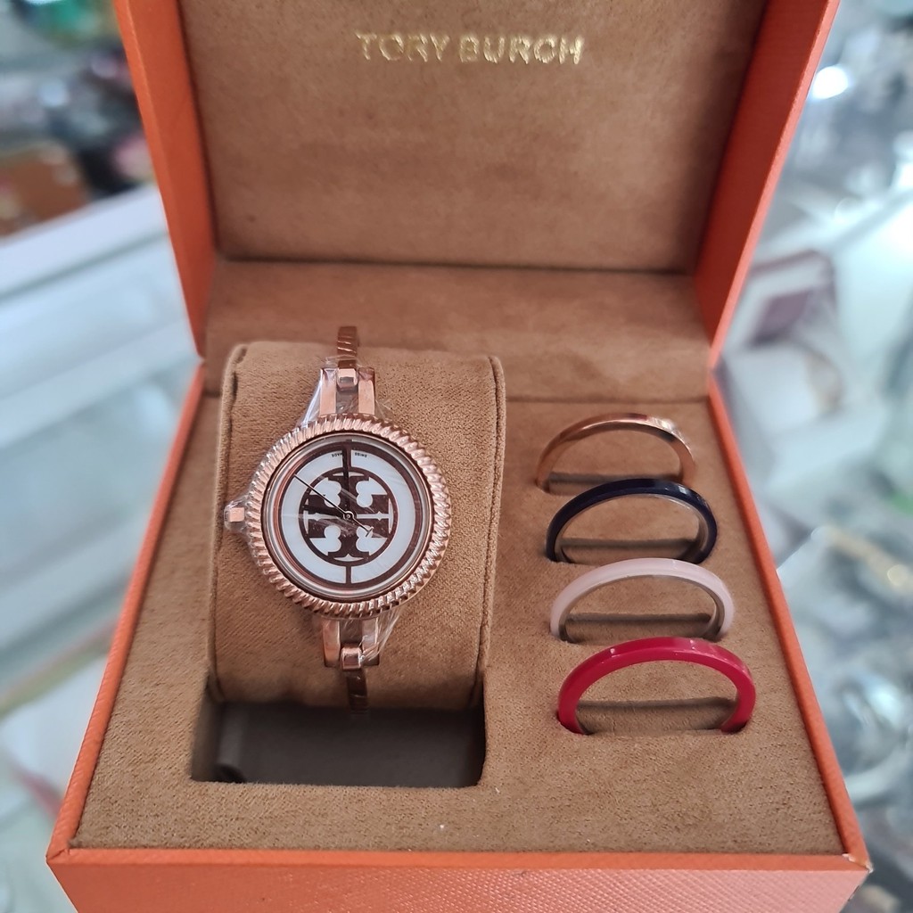 Tory Burch TBW4029 Stainless Steel Watch Rose Gold Reva Bangle Watch with  Multicolor Rings | Shopee Philippines
