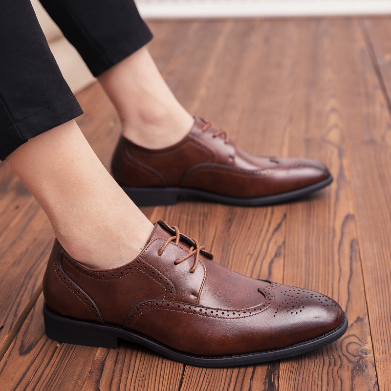 Luxury Men Brogue Shoes Leather New 