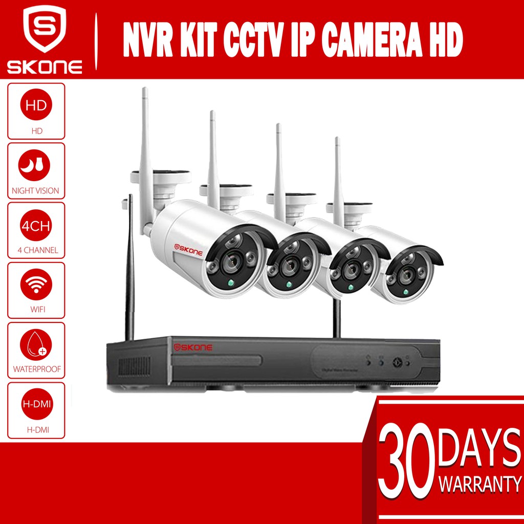 NVR KIT CCTV IP CAMERA HD 720P 4 Channel Outdoor Wireless WiFi CCTV