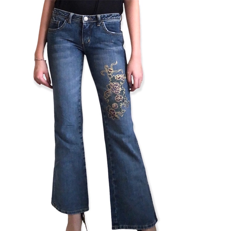 Denim Pants with flower | Shopee Philippines