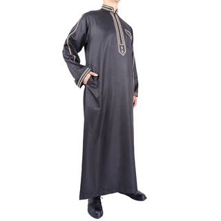 Saudi Arab Shiny Thobe Dubai Abaya Men Clothing Embroidery Muslim ...