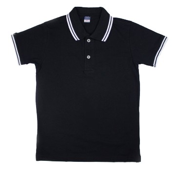 black and blue polo shirt