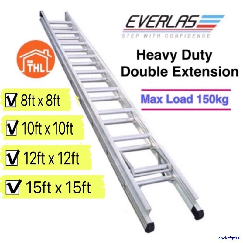 Everlas / Everest Heavy Duty Double Extension Aluminium Ladder 8Ft X