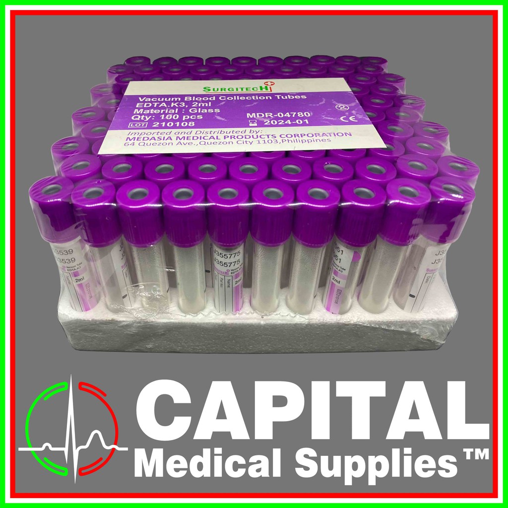 Vacuum Blood Collection Tube , Purple Top K2 K3 EDTA , ( 3ml/2ml/5ml