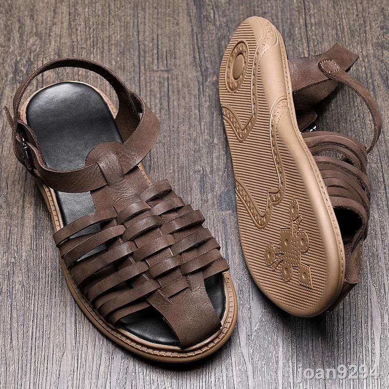 leather closed toe sandals mens