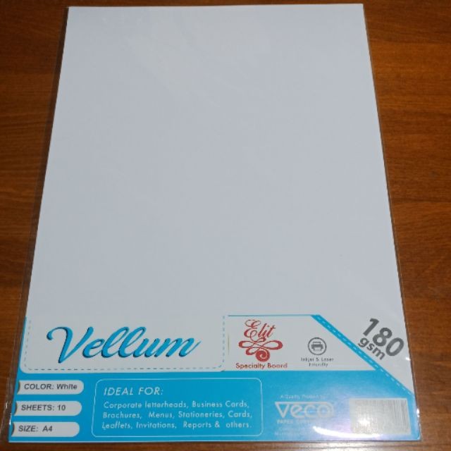 Vellum board white 180gsm A4 100sheets (10 Packs) Shopee Philippines