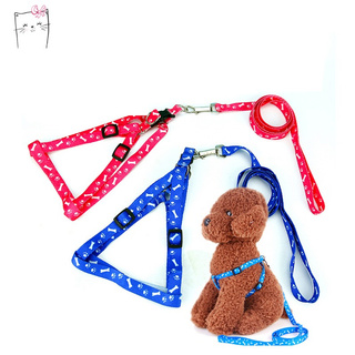 Pet Dog Cat Leash Harness Dog Leash  with Harness Bones Paws Print Cat Rabbit Puppy Safety Traction Rope Patch colorful chest and back print cat and dog chain leash pet leash -cios