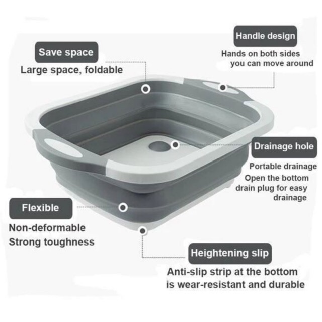 Folding chopping Cutting Board Drain Basket Vegetable Basin