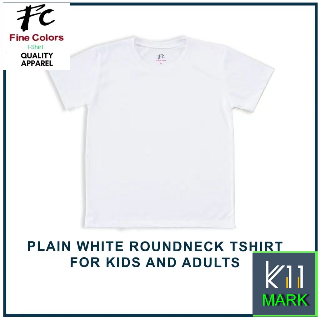 K-11 UNISEX Cotton Plain White T-Shirt Round Neck High Quality for Kids