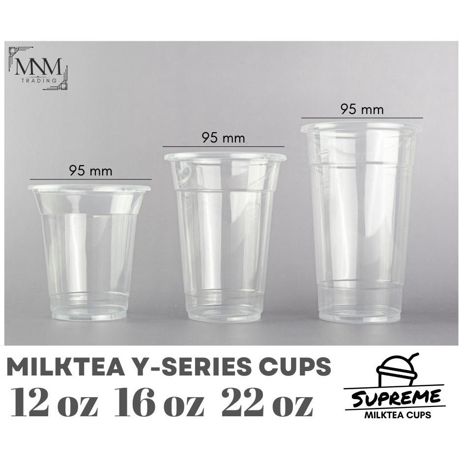 Milktea Y Cups with Lid Set 50pcs (12oz, 16oz, 22oz and flat/dome