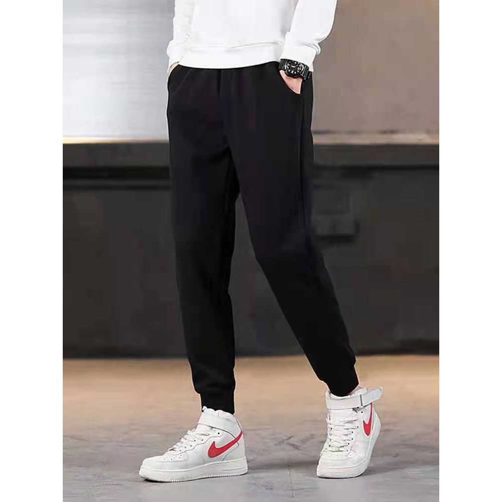 Unisex Plain Cotton Jogger Pants(Makapal Tela) with zippers | Shopee ...