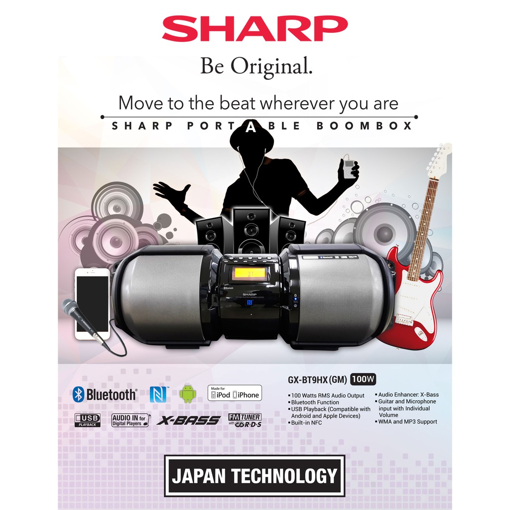 sharp 100w boombox