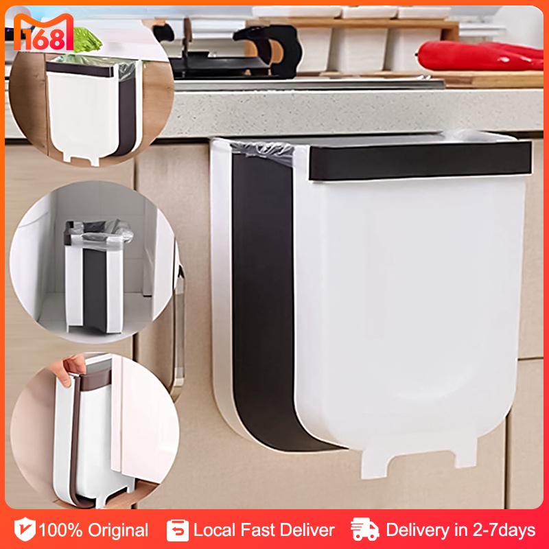 Kitchen Foldable Trash Can Wall Mounted Hanging Mini Small