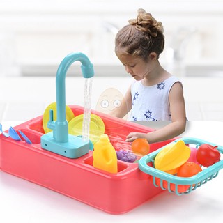 Electric Sink kitchen toy fully automatic Realistic Kitchen Sink Play Set Running Water Role Play