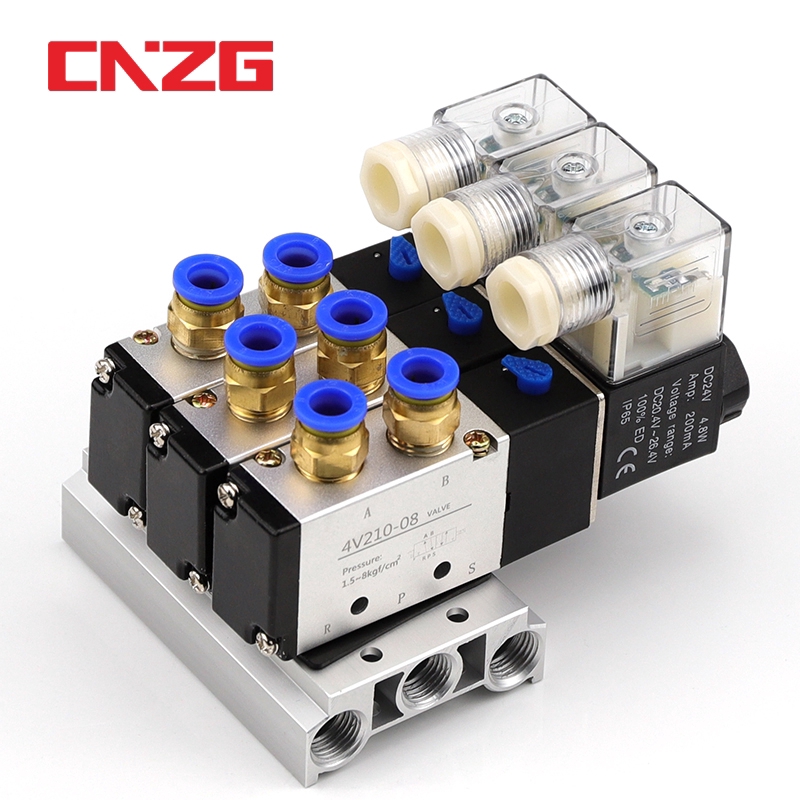 Pneumatic Solenoid Valve Manifold 4V210-08 4V220-08 Base Board Air ...