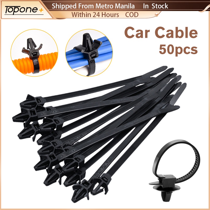 50PCS Car Cable Fastening Zip Ties Universal Auto Cable Strap Push