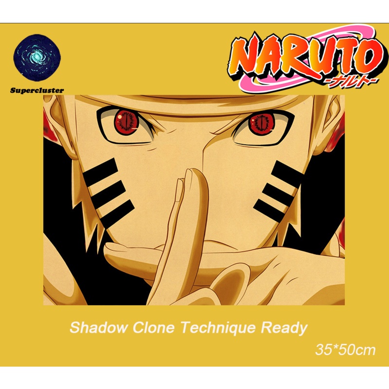 Naruto "Shadow Clone Technique Ready" kyuubi mode Anime poster Kraft