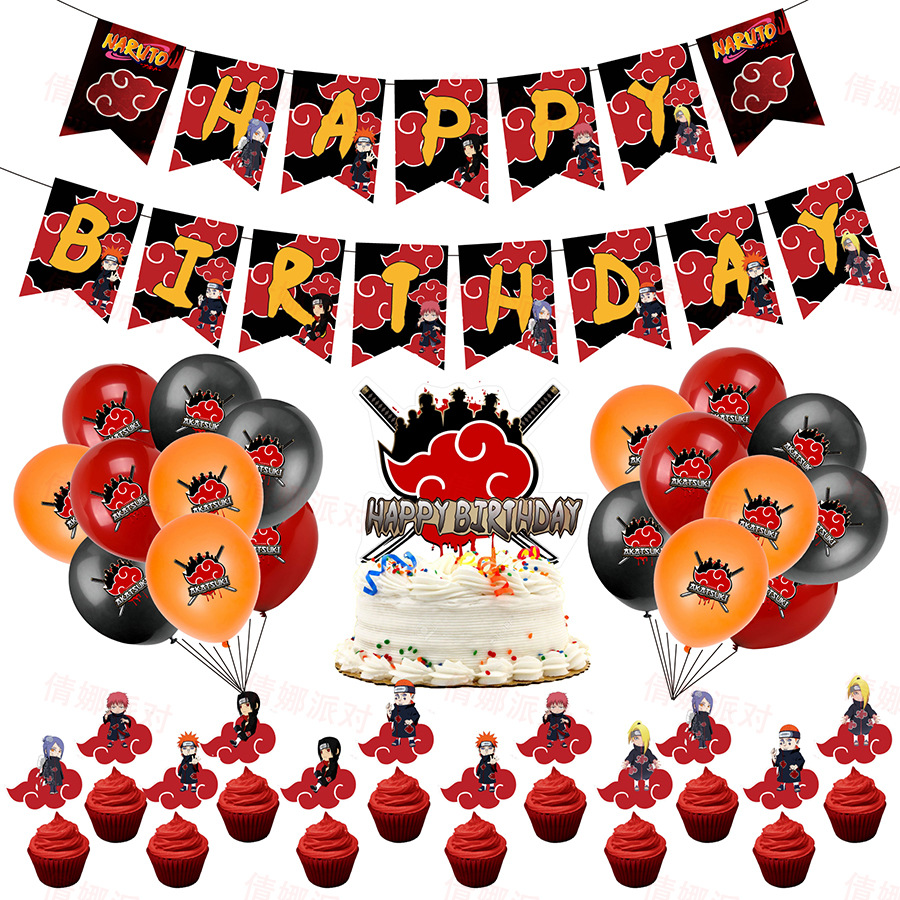 Naruto Akatsuki Theme Party Decoration Set Kids Baby Birthday Party ...