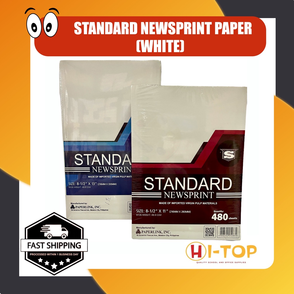 Newsprint Paper Standard l Long & Short l 480 Sheets l 48.8GSM l Sold