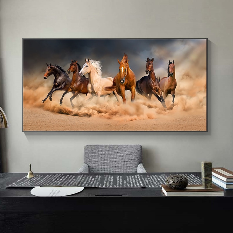 Modern Animal Art White Horse Running, Large Wall Art Sets For Living Room Philippines