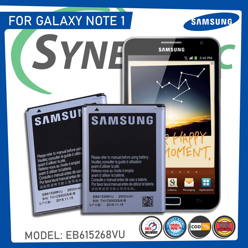 Original Samsung Galaxy Note 1 Battery Original Gt N7000 Model Ebvu 2500mah Shopee Philippines