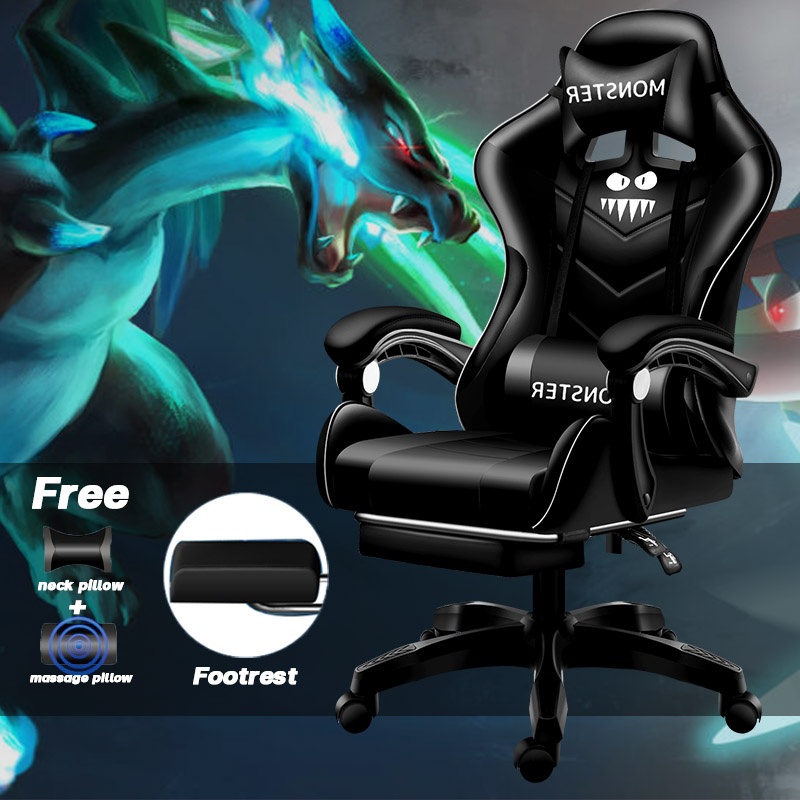 [Charizard X] Monster Gaming Chair with Foot and Massager Rest Computer