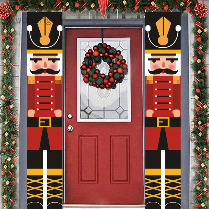 Garden Christmas Party Black Wooproo Nutcracker Christmas Decorations Outdoor Xmas Decor Life Size Soldier Mode Christmas Banners for Front Door