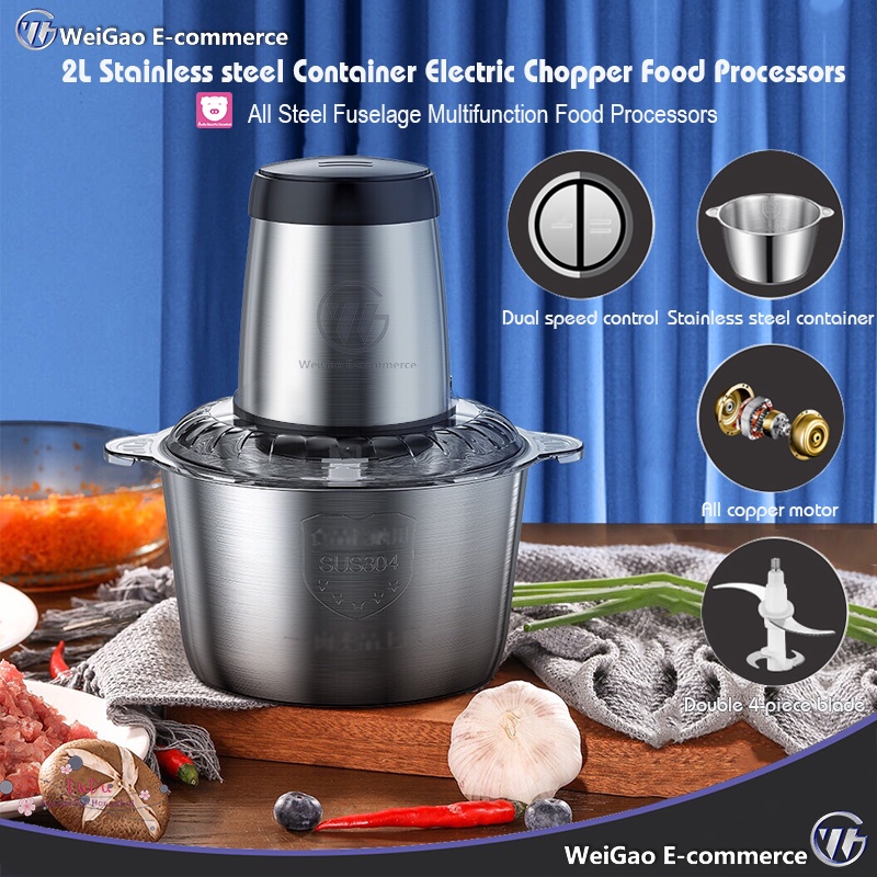 2L Stainless steel Container Multifunction Electric Chopper Food