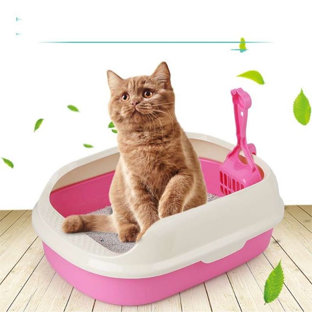 Cat Litter Box With Scoop Kitten Litter Box Cat Toilet Semi enclosed ...