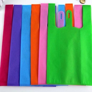 50 Pcs Sando Eco Bag 5 Size Plain Reusable Shopping Tote Handbag Non-woven Vest Packaging ecobag