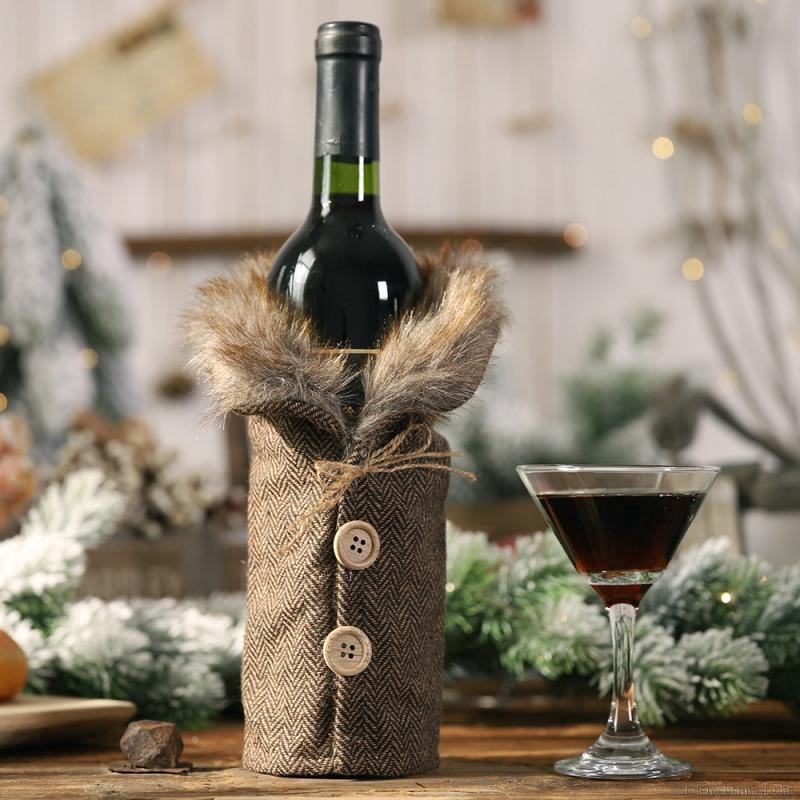 Christmas Wine Bottle Cover Striped Lattice Champagne Cover Party