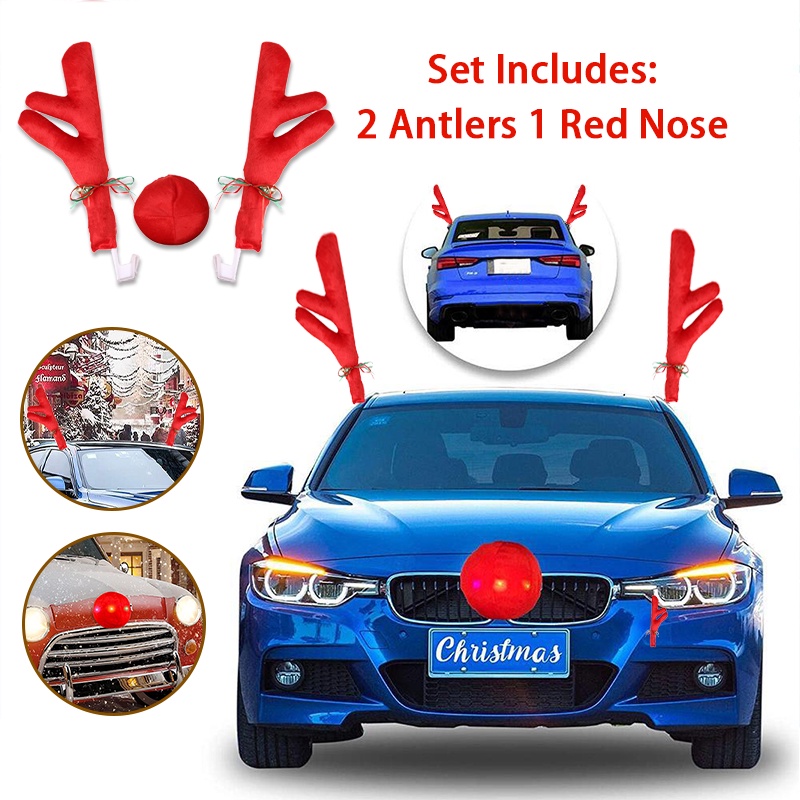 Christmas Reindeer Antlers Car Decoration Xmas Auto Decoration 42CM