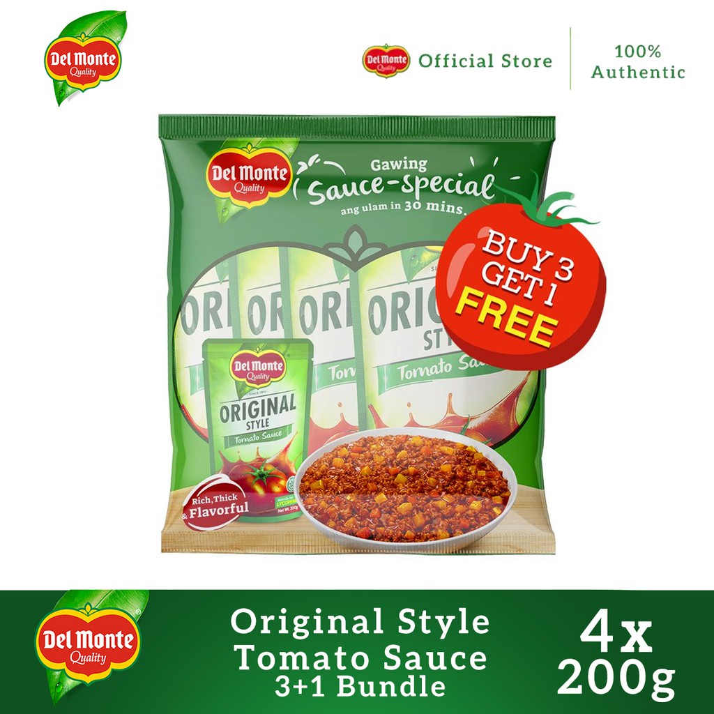 Del Monte Original Style Tomato Sauce 200g 3+1 Pack Shopee Philippines