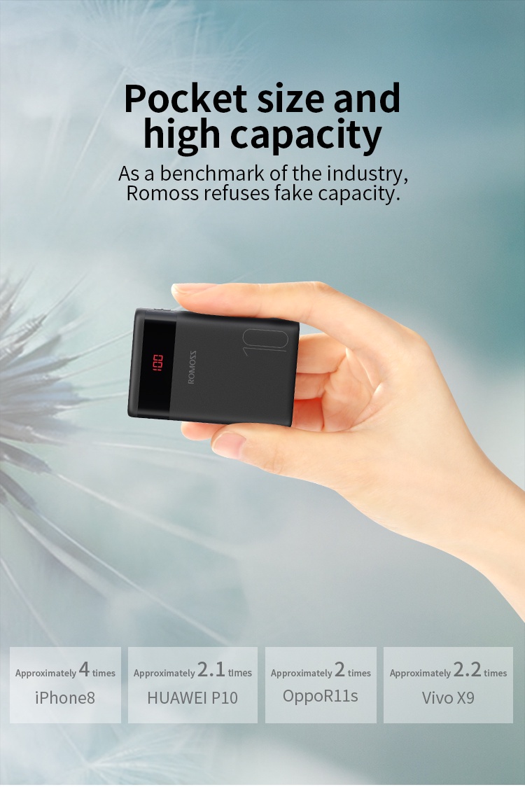 Romoss Ares 10 10000mAh 10.5W 2 Input Led Display Easy to Fit Powerbank ...