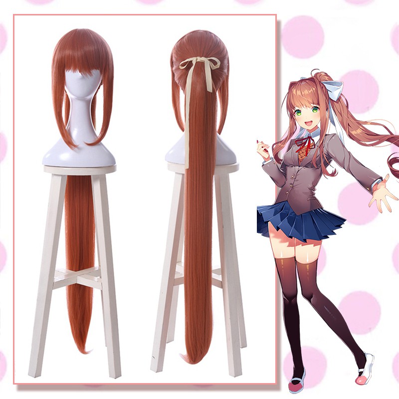 Hot Sale Doki Doki Literature Club Cosplay Hair Monika Cosplay Wig Headwear Game Cos Long Red Pony Shopee Philippines